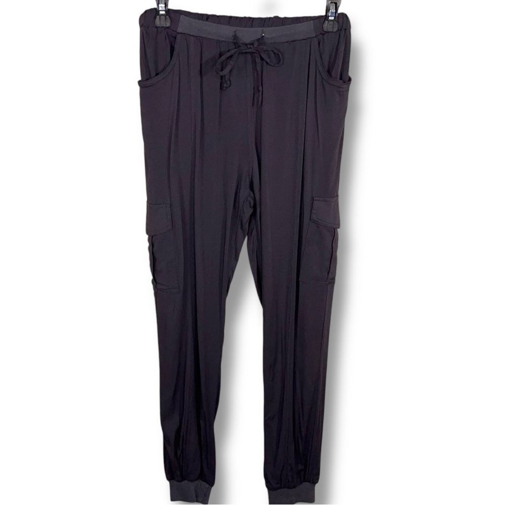 New Large Mona B Slate Grey Blue Jogger Pants  Cargo Pockets Casual
